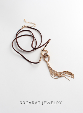 欧美风夸张饰品长款铜流苏坠项链