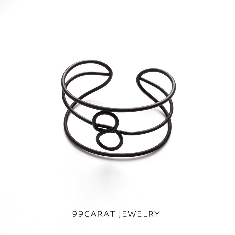 九九克拉欧美风饰品白金色手镯