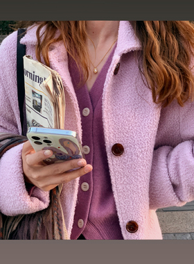 Ohh Cake 22/vol.32 Carrie Pink Coat 粉紫色羊毛外套女短款大衣