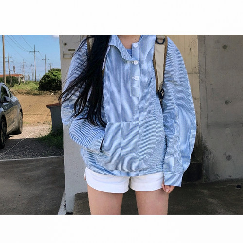 Ohh Cake Joey乔伊 复古条纹套头连帽衫 | 松弛运动 轻薄宽松上衣
