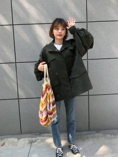 vol.13 复古口袋宽松系带工装 外套女 Ohh 百搭中长款 秋季 Cake