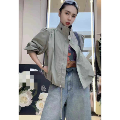 欧洲站2026春HAV欧货 百搭设计感立领短款拉链长袖风衣外套长袖