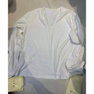欧洲站2026春新款hav欧货 v领休闲长袖T恤 特价