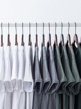 基本款T恤 重磅精梳棉250g32支二本针圆领短袖t恤纯色休闲T-shirt