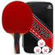 乒乓球拍六星五星级专业高弹双面反胶皮碳素训练比赛短长柄直拍横