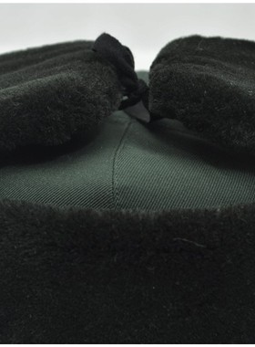 男士栽绒温区棉帽 绿色雷锋帽防寒防冻棉帽 栽绒帽护耳防冻帽