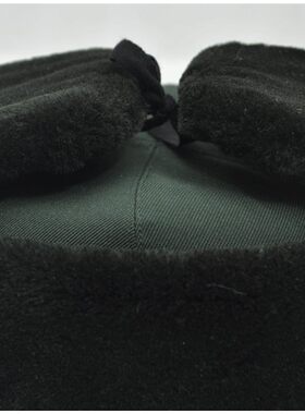 男士栽绒温区棉帽 绿色雷锋帽防寒防冻棉帽 栽绒帽护耳防冻帽