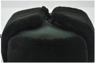 男士栽绒温区棉帽 绿色雷锋帽防寒防冻棉帽 栽绒帽护耳防冻帽