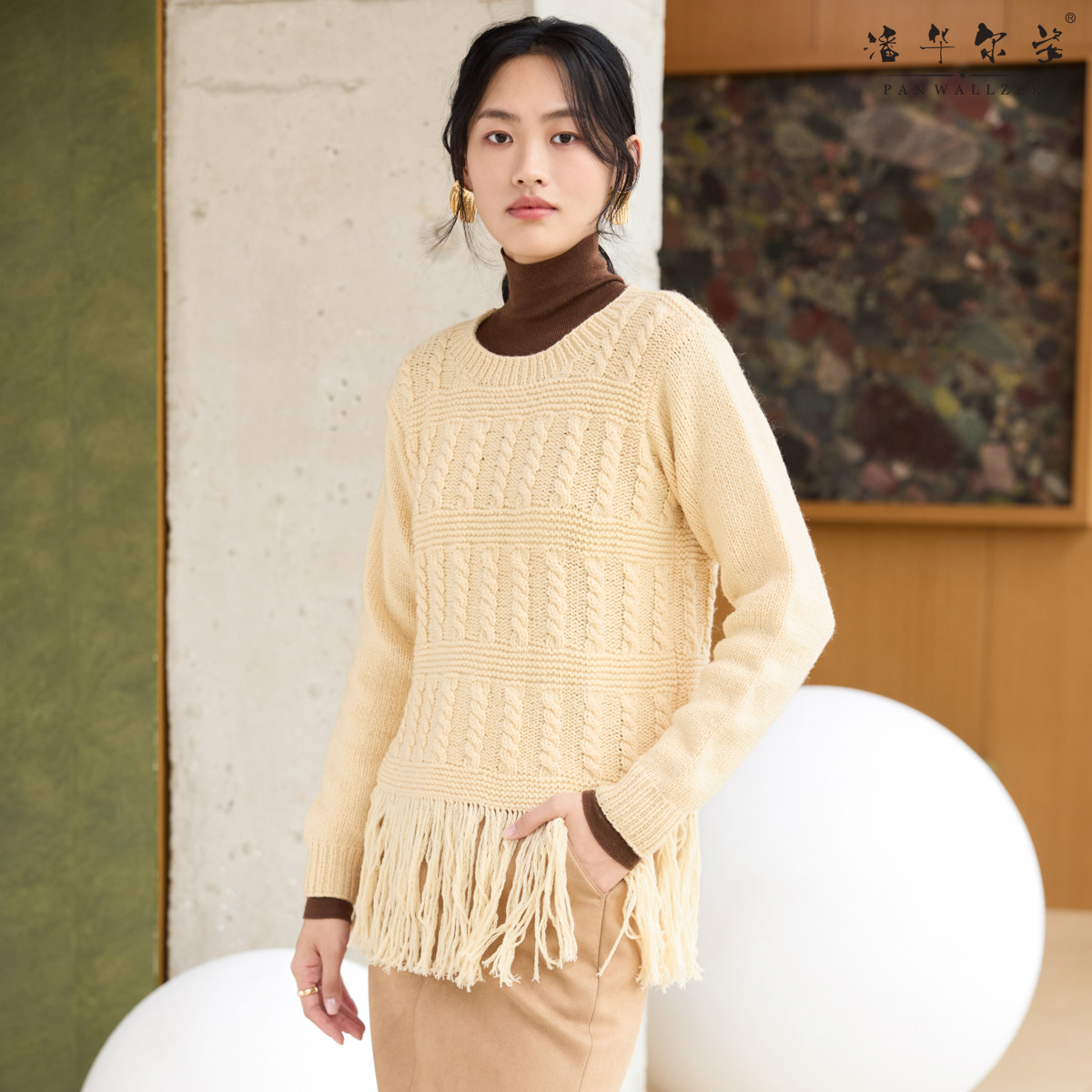 毛衣小哥新品秋冬流苏麻花套头毛衣针织衫女上衣手工编织定制成衣