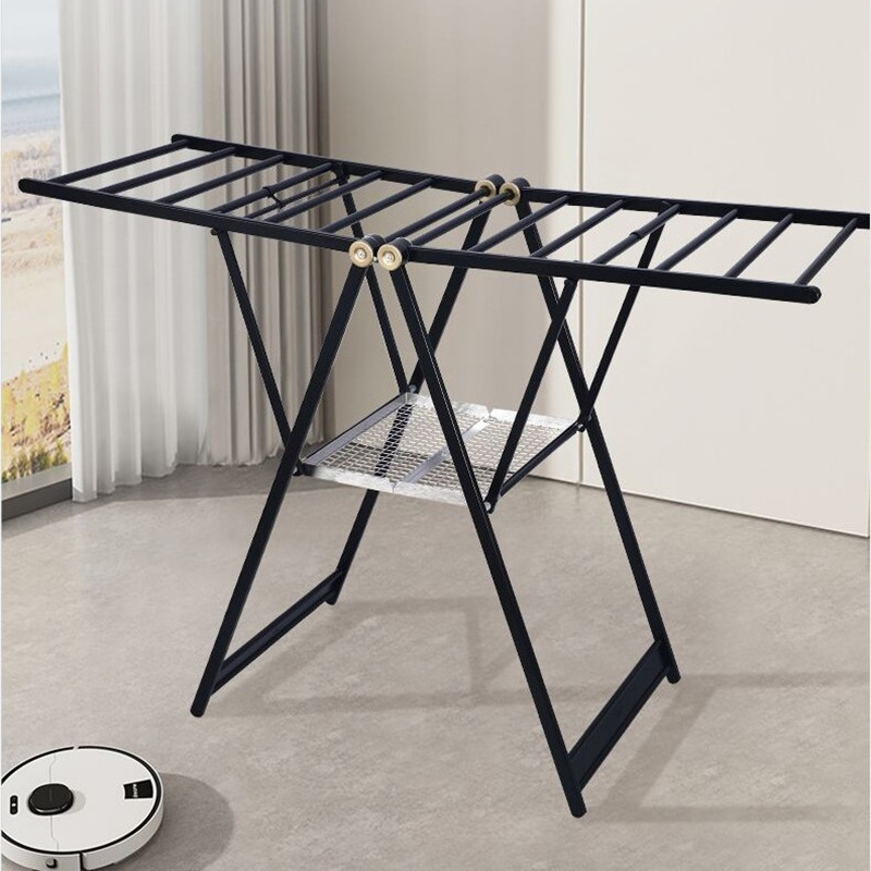 丽人加厚铝合金晾衣架落地可折叠免安装晒衣架阳台家用晒被毛巾架