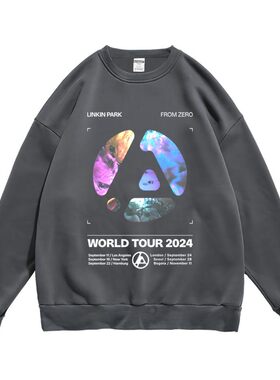 欧美摇滚linkinpark林肯公园周边2024巡演春秋套头圆领卫衣男女