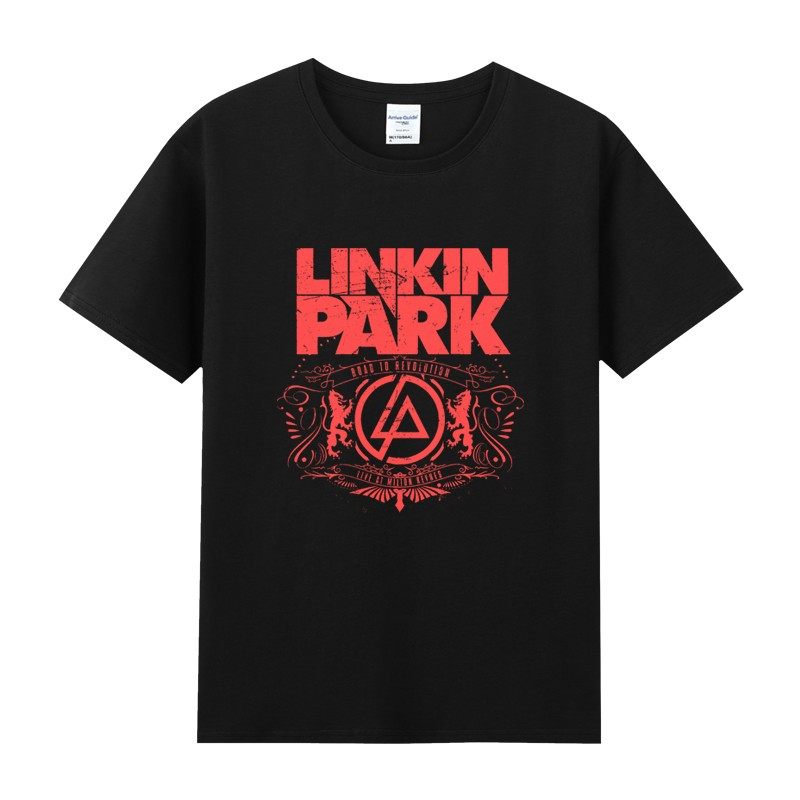 夏装宽松大码纯棉圆领短袖摇滚乐队t恤男衣服林肯公园linkinpark