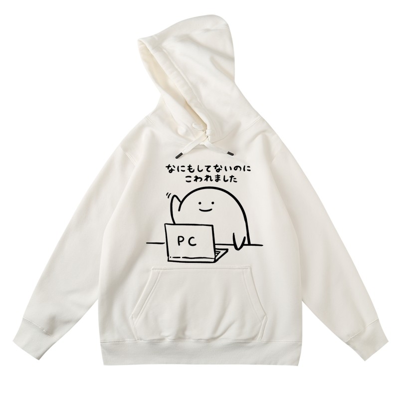 日本表情包秋冬套头帽衫男女同款