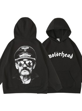 欧美motorhead摩托头金属摇滚乐队周边卫衣连帽加绒套头秋冬男女