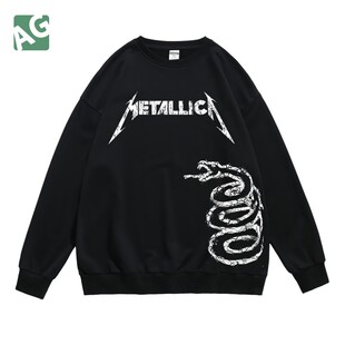 青少年学生metallica重金属乐队音乐节秋冬长袖无帽圆领卫衣男女