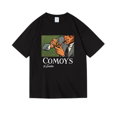 英伦克梅comoy欧美烟斗客周边斗草印花纯棉短半袖T恤男女夏季