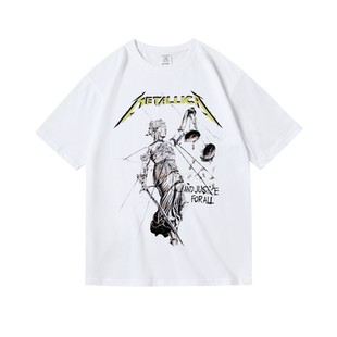 欧美金属摇滚乐队metallica周边衣服印花纯棉短半袖T恤女男夏中性