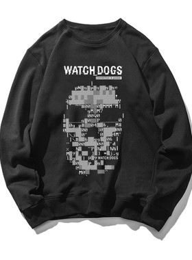 看门狗watchdog周边印花春秋宽松长袖卫衣无帽衫圆领男女联名潮牌