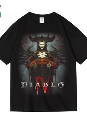 莉莉丝周边diablo暗黑破坏神4欧美游戏印花纯棉短半袖T恤男女夏季