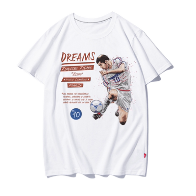 运动皇马法国复古圆领短袖t恤