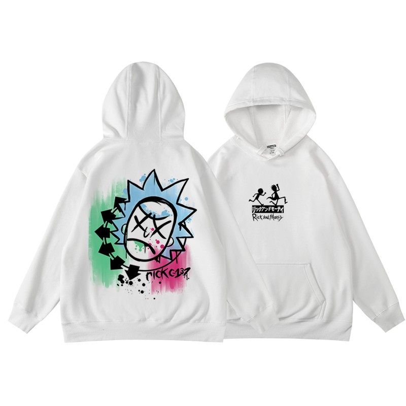 bf瑞克与莫蒂联名blink182乐队潮牌周边连帽加绒套头卫衣秋冬男女