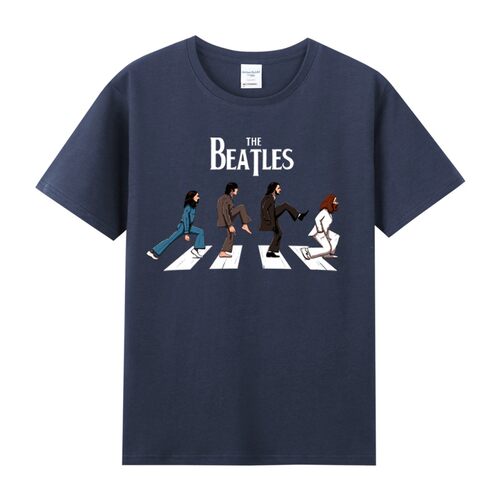 摇滚乐队列侬嬉皮士圆领短袖T恤