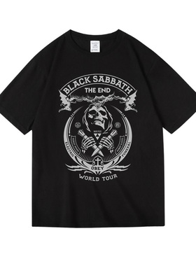 潮牌BlackSabbath黑色安息日摇滚乐队周边印花中性女男短半袖T恤