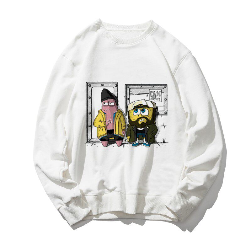 恶搞海绵宝宝派大星街头印花联名潮牌春秋冬打底圆领卫衣无帽衫男