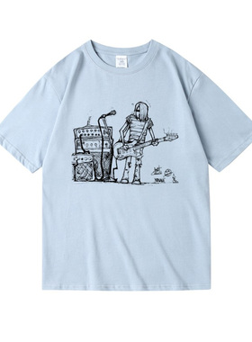 nirvana涅槃盘柯特科本KurtCobain摇滚周边宽松纯棉短半袖T恤女男