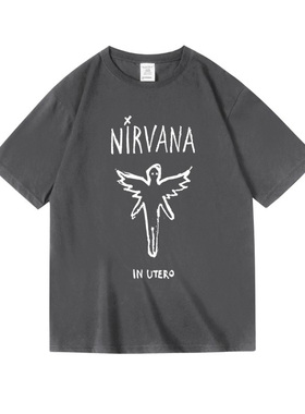 美式摇滚nirvana涅槃KurtCobain柯特科本天使周边纯棉半袖女男T恤