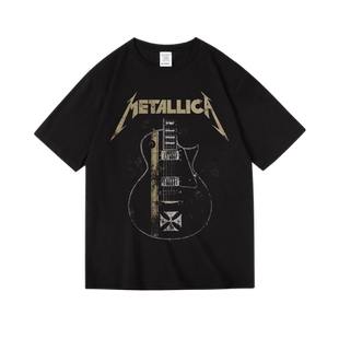 夏季欧美metallica金属乐队周边衣服印花纯棉短半袖T恤女男中性款