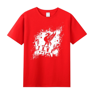 足球liverpool红军利物浦英超永不独行周边纯棉短半袖T恤男女夏