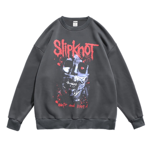 slipknot重金属活结乐队欧美摇滚音乐节周边秋冬长袖圆领无帽卫衣