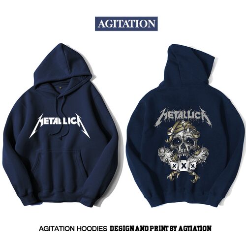 男士秋冬套头加绒连帽卫衣男款摇滚音乐metallica金属制品
