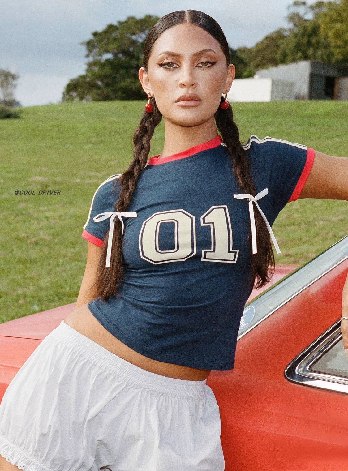 美式复古运动辣妹数字印花撞色短袖T恤夏季新款简约修身休闲上衣