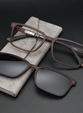高品质邬钛塑钢磁吸近视太阳镜男士简约方框套镜偏光驾驶钓鱼墨镜