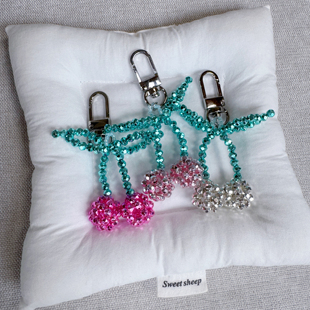 手工串珠电光樱桃  钥匙扣 包包挂 手机挂