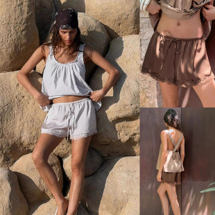 时尚 女装 蕾丝饰丝缎质感迷你短裤 1255427 811 2026夏季 716 新品