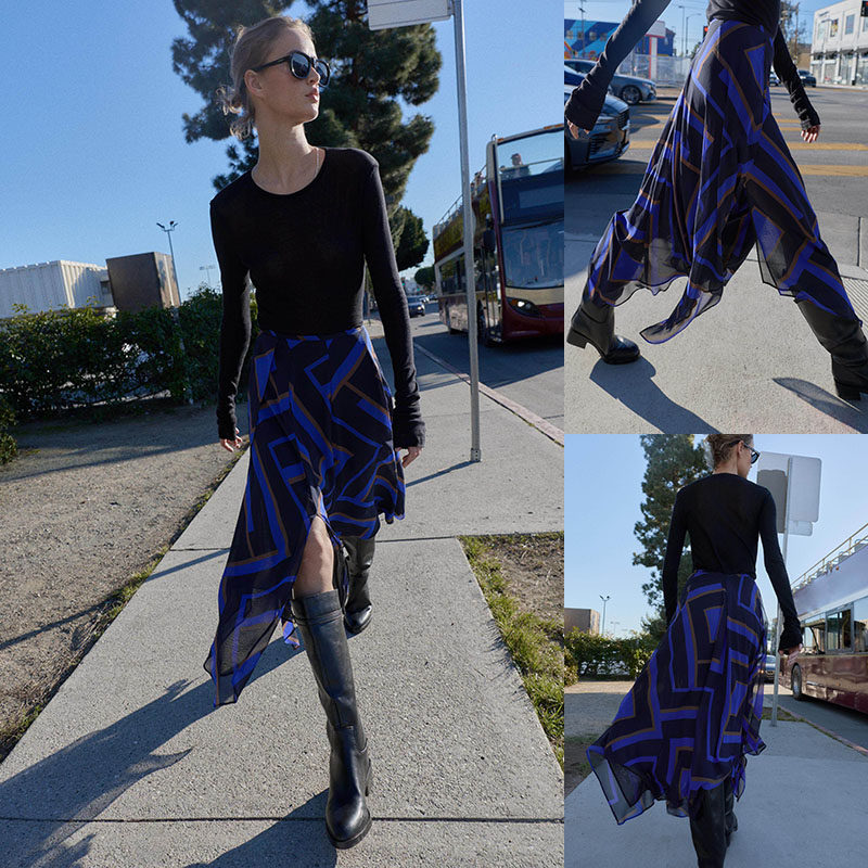 2026春季新品 女装 气质双襟开叉印花不对称迷笛裙 2269102 330,女装/女士精品,民族服装/舞台装,淘宝优惠券,粉丝福利购,淘宝优惠卷