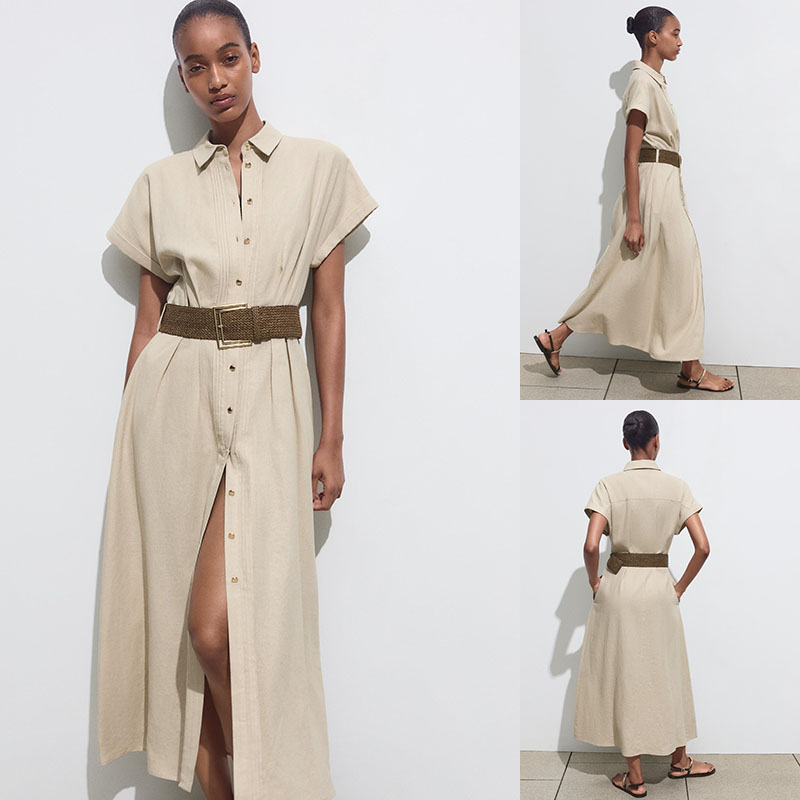 2025夏季新品 女装 时尚甜美气质配腰带迷笛连衣裙 8372105 052