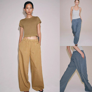 气质时尚 女装 新品 300 4333045 400 中腰休闲条纹宽腿裤 2026春季