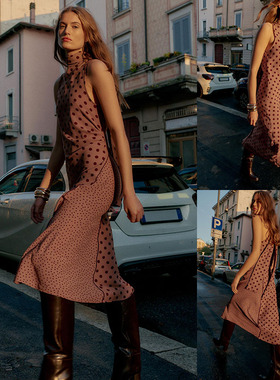 2025冬季新品 女装 高领无袖波点蝴蝶结迷笛连衣裙 5029219 745