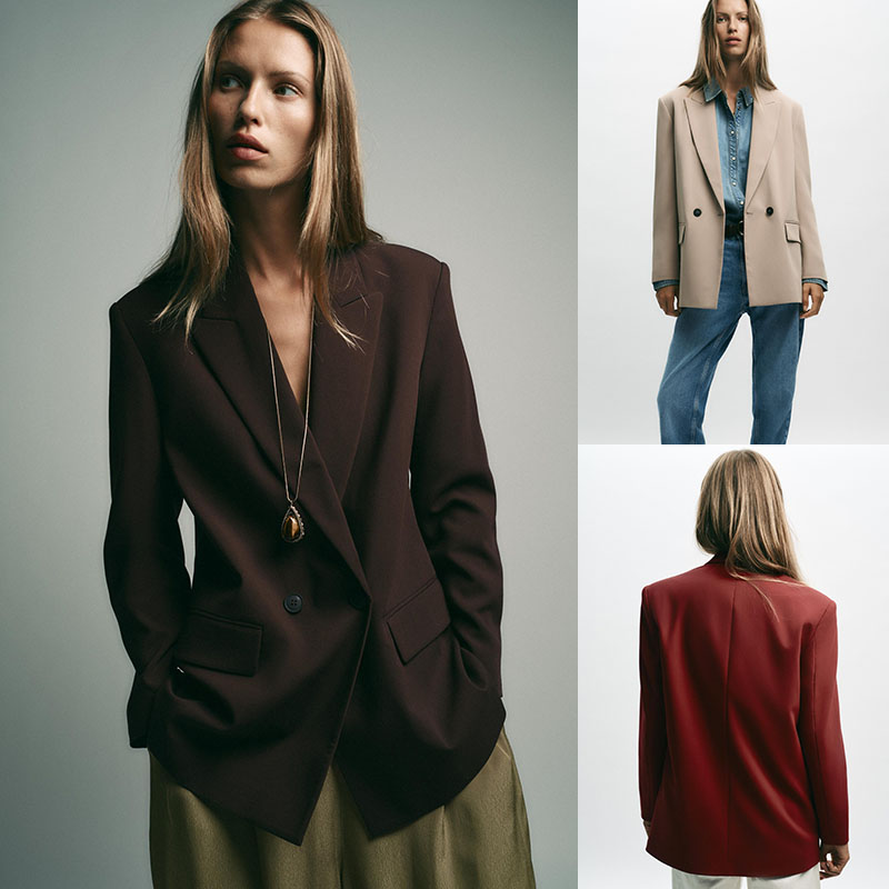 2025秋季新品 女装 廓形双襟西装外套 2753122 681 700 711 800