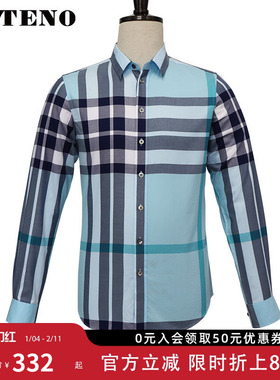 ZOTENO/左天奴衬衫男格纹纯棉商务休闲修身长袖衫衣A2C065