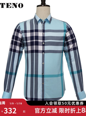 ZOTENO/左天奴衬衫男格纹纯棉商务休闲修身长袖衫衣A2C065