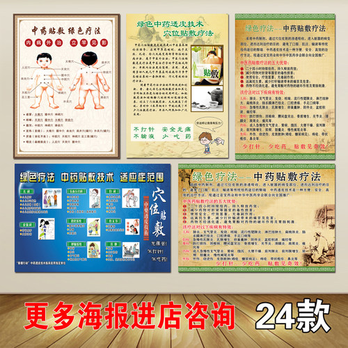 中医院儿童穴位贴敷绿色疗法海报诊室中药外治技术宣传贴画纸图片
