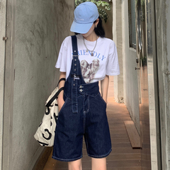 Real shot real price 2021 summer design irregular one shoulder wide leg denim pants