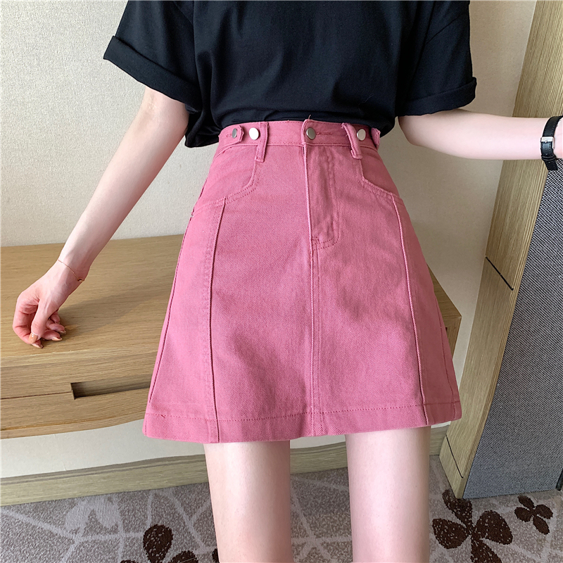 Real price 2021 summer new Korean high waist versatile slim denim skirt