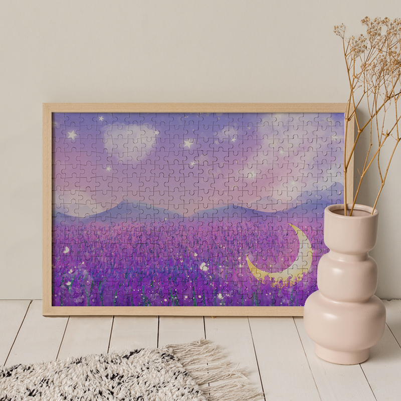 木质拼图200/300/500/1000片成人减压儿童益智拼块梦幻薰衣草花海