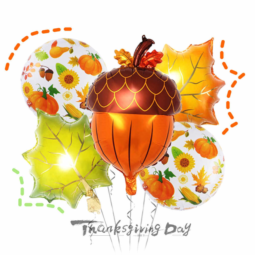 感恩节气球装饰桌飘铝膜气球酒吧活动橙黄色主题布置节日氛围用品